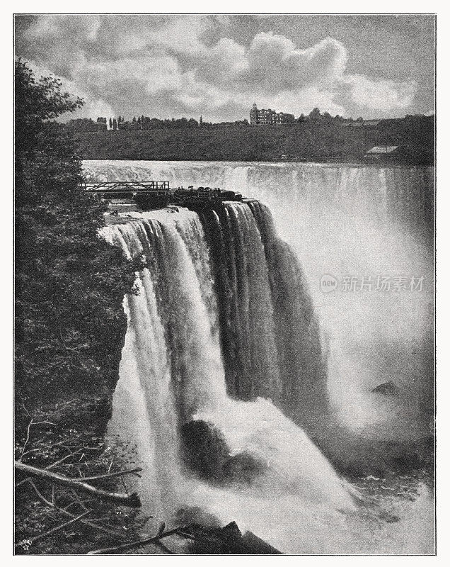 马蹄瀑布(尼亚加拉瀑布)，加拿大/美国，半色调印刷，1899年出版